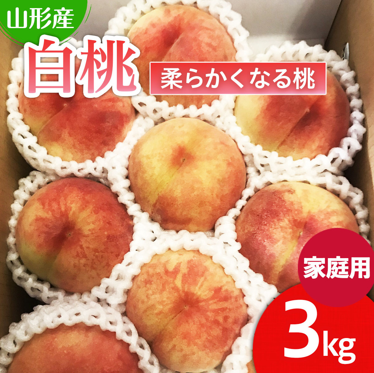 [ご家庭用]山形の桃(白桃) 3kg(6〜12玉) 8月発送 (品種おまかせ)[柔らかくなる桃] [令和7年産先行予約]FU22-785