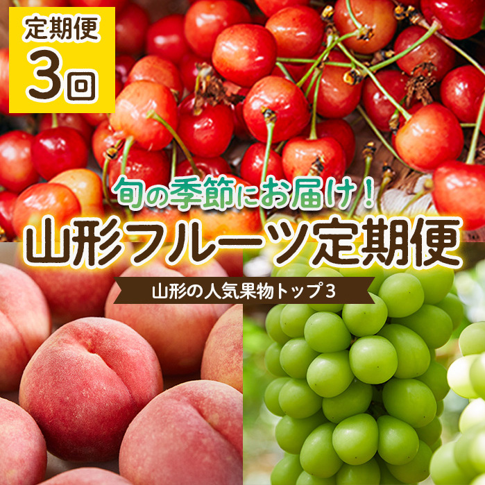 [定期便3回]やまもりやまがたの定期便〜山形の人気果物トップ3〜 [令和7年産先行予約]FU22-001