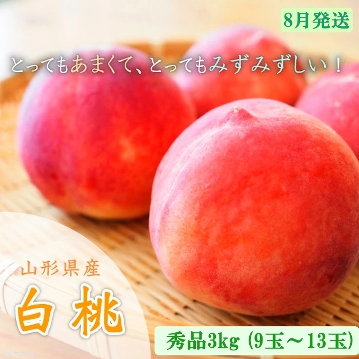 山形市産 白桃 秀品 約3kg [やや硬め] [令和7年産先行予約]FU23-035