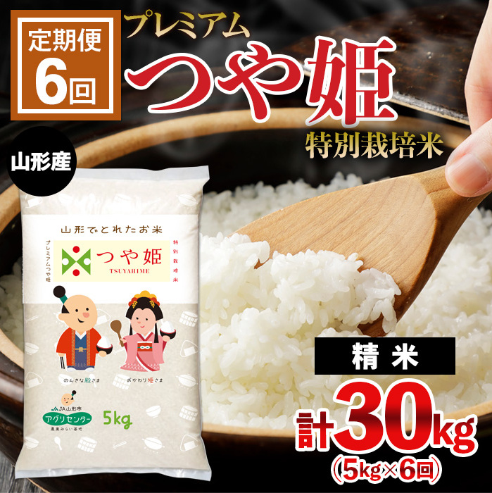 [定期便6回][令和6年産] プレミアムつや姫(特別栽培米) 5kg×6ヶ月(計30kg) FZ22-909