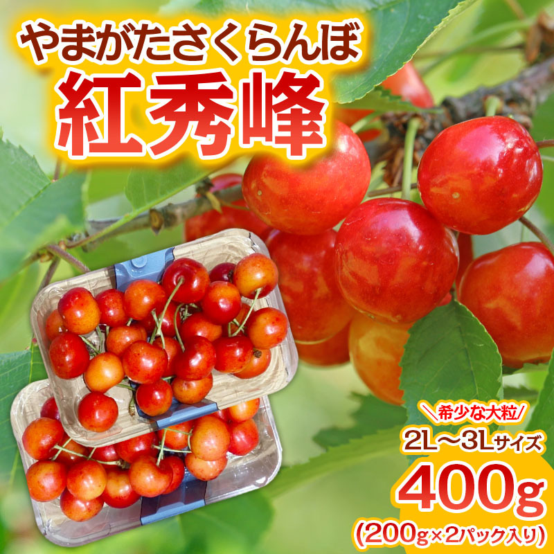 やまがた さくらんぼ 紅秀峰 "希少な大粒" 2L〜3Lサイズ 400g(200g×2パック入り) 1箱[令和7年産先行予約]FS23-887