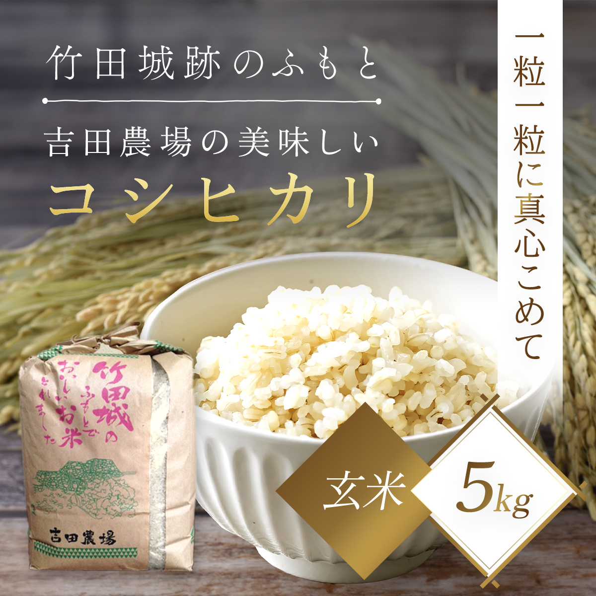 [令和6年産 新米]竹田城跡の麓 吉田農場の美味しいコシヒカリ(玄米)5kg 兵庫県 朝来市 AS1AD1 お米 米 おこめ こめ ご飯 玄米 新米