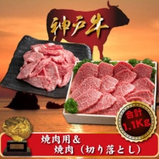 神戸牛 焼肉用&焼肉(切り落とし)セット 合計1100g SOY3【配送不可地域:離島】【1517921】