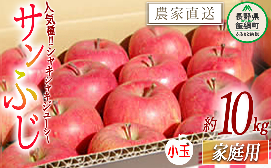 りんご サンふじ 家庭用 ( 小玉 ) 10kg 松橋りんご園 沖縄県への配送不可 2026年1月上旬頃から2026年3月上旬頃まで順次発送予定 令和7年度収穫分 フルーツ リンゴ 信州 長野県 飯綱町 [0630]