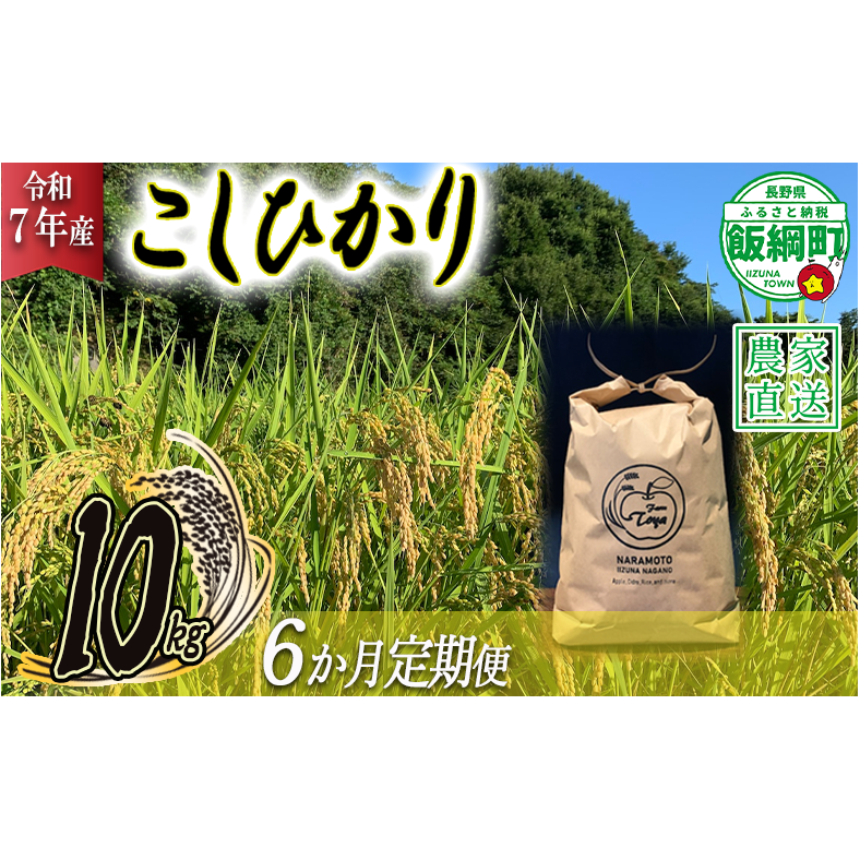米 こしひかり 10kg × 6回 【 6か月 定期便 】( 令和7年産 ) ファームトヤ 2025年10月上旬頃から順次発送予定 コシヒカリ 白米 精米 お米 信州 192000円 予約 農家直送 長野県 飯綱町 [1611]