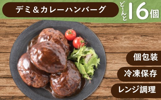 A1508.累計300万個突破記念!どーんと16個!デミ&カレーハンバーグセット【150g×16個】