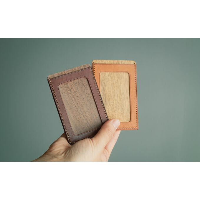 木×革 パスケース セミオーダー品 木製 革製品 定期入れ 定期ケース おしゃれ かわいい レザー 雑貨 ファッション雑貨 ファッション小物 日用品 ビジネス 長野 長野県 箕輪町