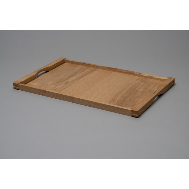 お盆 （白） トレー お膳 民芸品 工芸品 キッチン用品 日用品 耐候性 堅固 栗の木 日本伝統 三枚組接ぎ 木釘 自然 造形美 天然系 塗料 水洗い