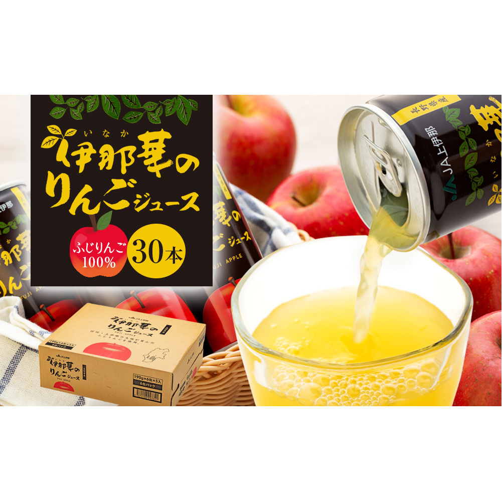 伊那華のりんごジュース 190g 30本 サンふじ 100%ジュース りんごジュース ストレート 信州りんごジュース ジュース 信州りんご りんご 林檎 フルーツジュース 飲み物 ドリンク 長野 長野県 箕輪町