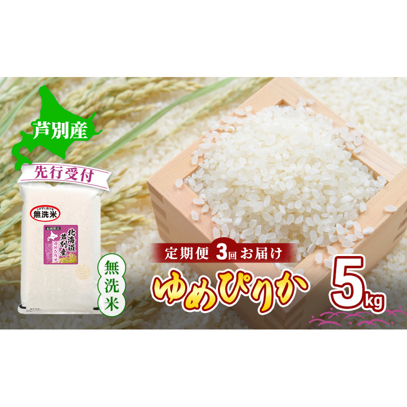 【 先行受付 】米 定期便 3ヵ月 ゆめぴりか 無洗米 5kg 白米 精米 産地直送 お米 単一原料米 ブランド米 特A米 特A 5キロ 北海道産 ご飯 ごはん こめ コメ 送料無料 令和7年産 北海道 芦別 芦別市 定期 3回