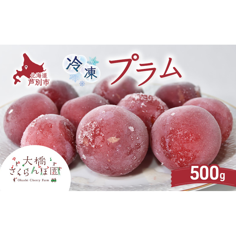 冷凍プラム 500g 冷凍 プラム 果物 くだもの フルーツ 旬の果物 旬のフルーツ 大橋さくらんぼ園 果物類 フルーツ デザート 完熟 急速冷凍 新鮮 美味しい 人気 冷凍配送 北海道 芦別市