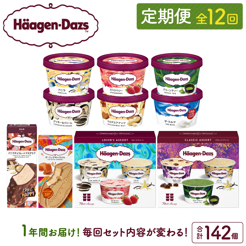 ＜全12回・連続＞1年定期便！ハーゲンダッツ人気 セット アイス スイーツ デザート_H0026-021