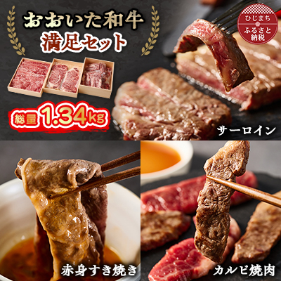 おおいた和牛 満足セット(カルビ焼肉・赤身すき焼き・サーロインステーキ)【配送不可地域:離島】【1395462】