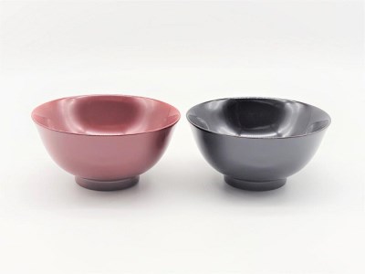 川連漆器　羽反飯椀　ペア【佐藤豊八商店】[H5802]