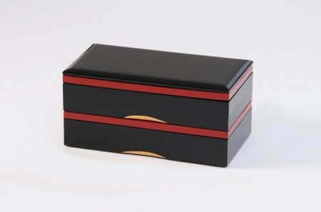 川連漆器　長角二段重トレー付【寿次郎漆工芸】[F6005]