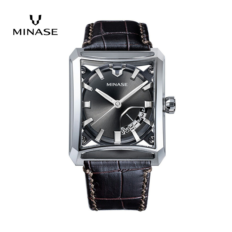 MINASE時計 SEVEN WINDOWS クロコレザータイプ（VM15-LDBNGY-SSD）【協和精工株式会社】[F11918]