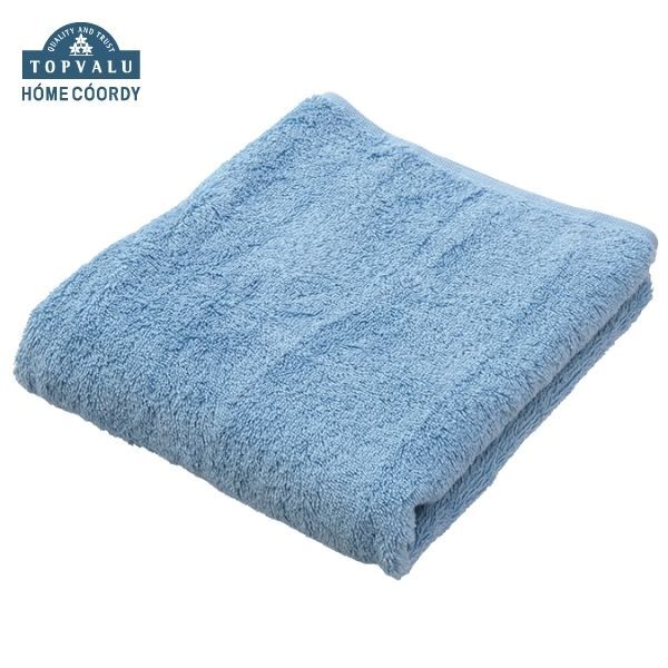 ホームコーディ 肌ざわりが選べるカラータオル コンパクトバスタオル しっかり ブルー×2