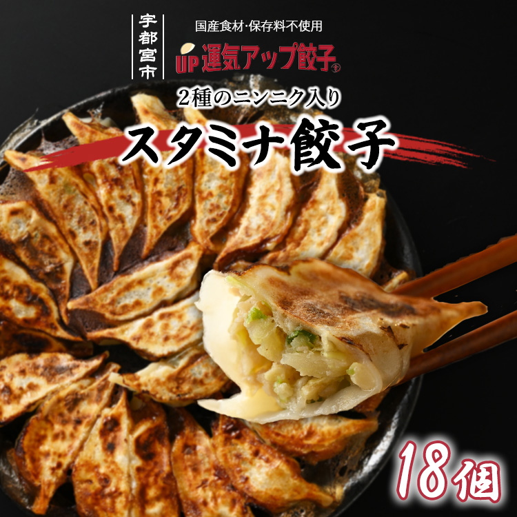 宇都宮餃子 運気アップ餃子 ニンニクマシマシ スタミナ餃子 18個 保存料不使用【冷凍餃子 ぎょうざ ギョウザ 冷凍食品 惣菜 栃木県 宇都宮市 】※配送不可地域:離島
