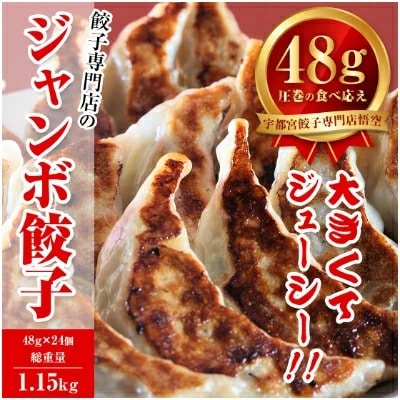 餃子専門店 宇都宮 悟空 ジャンボ餃子24個入 | 餃子 冷凍 ぎょうざ ギョーザ 大容量 肉たっぷり 肉多め ジャンボ 大きい 人気 名物 行列 国産野菜 国産豚肉 ジューシー スタミナ パリパリ もちもち グルメ おかず おつまみ 栃木県 宇都宮市  簡単 小分け 冷凍食品 ※離島への配送不可