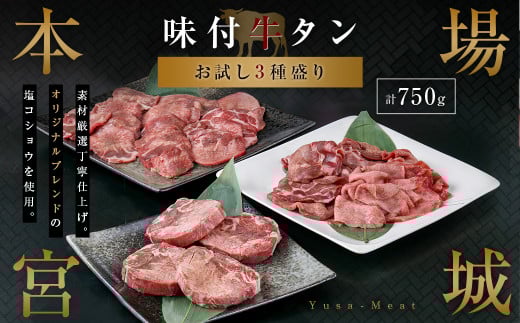 本場宮城 味付牛タンお試し3種盛り 計750g 5535836