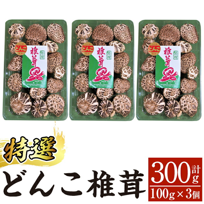 A8-015 特選！どんこ椎茸(100g×3個)  【かごジン】霧島市 国産 野菜 きのこ キノコ 椎茸 しいたけ シイタケ 原木栽培 小分け セット 九州産