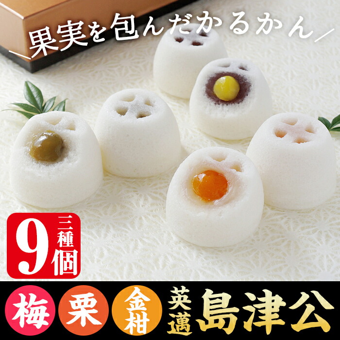 A6-003 かるかん饅頭「英邁 島津公」3種セット(計9個)【森三】