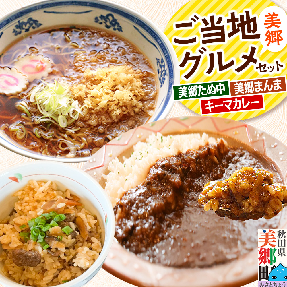 美郷ご当地グルメセット(キーマカレー、美郷たぬ中、みさとまんま(まぜごはんの素))