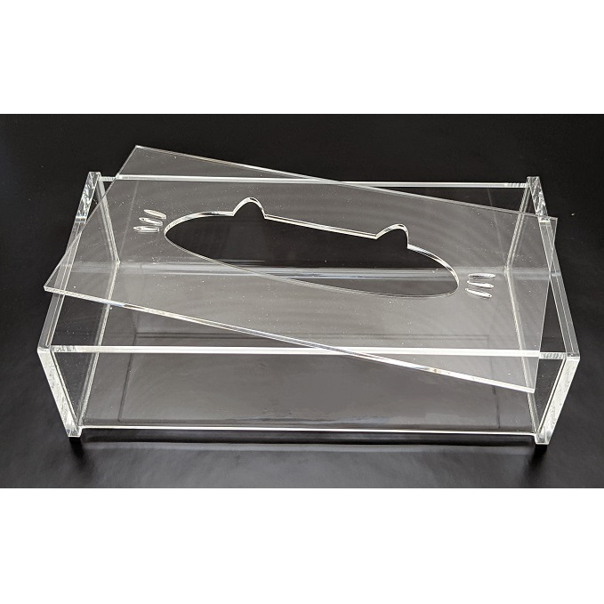 アクリル ネコ ティッシュBOX 雑貨 日用品 クリア ペーパータオル マスク 透明 手作り 