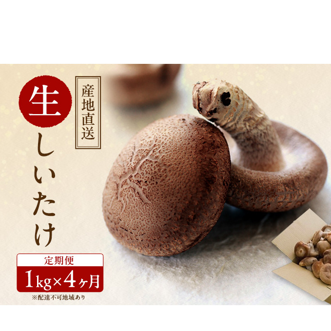 【 産地直送 】 有機JAS 生しいたけ定期便 1kg×4ヶ月 オーガニック しいたけ きのこ 野菜 岡山県 玉野市 栽培期間中化学肥料不使用 栽培期間中農薬不使用 野菜セット