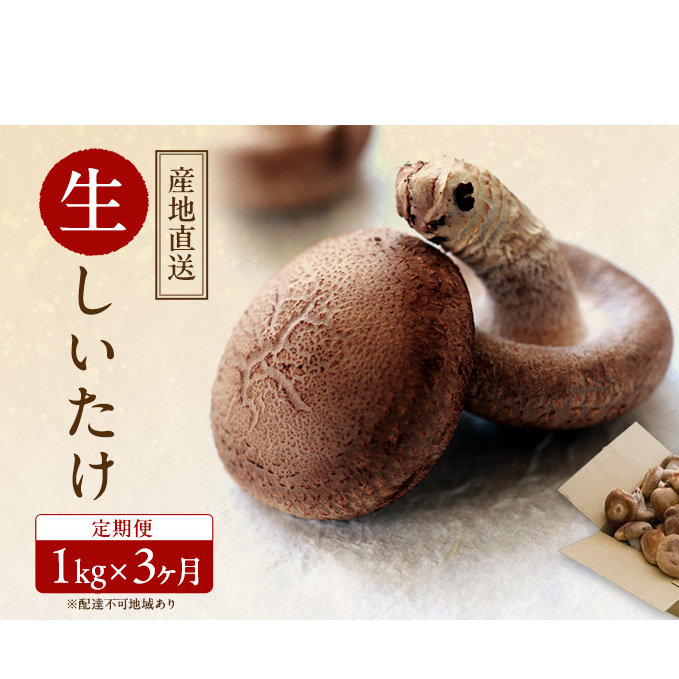 【 産地直送 】 有機JAS 生しいたけ 定期便  1kg×3ヶ月 オーガニック しいたけ きのこ 野菜 岡山県 玉野市 栽培期間中化学肥料不使用 栽培期間中農薬不使用 野菜セット