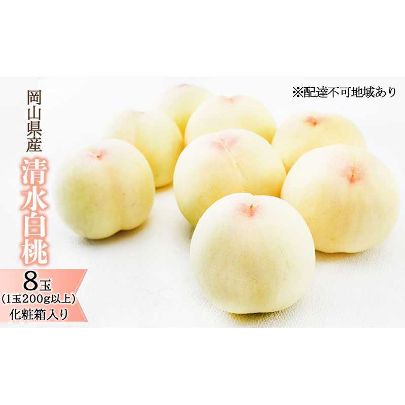 桃 2026年 先行予約 清水 白桃 8玉（1玉200g以上）化粧箱入り もも モモ 岡山県産 国産 フルーツ 果物 ギフト 