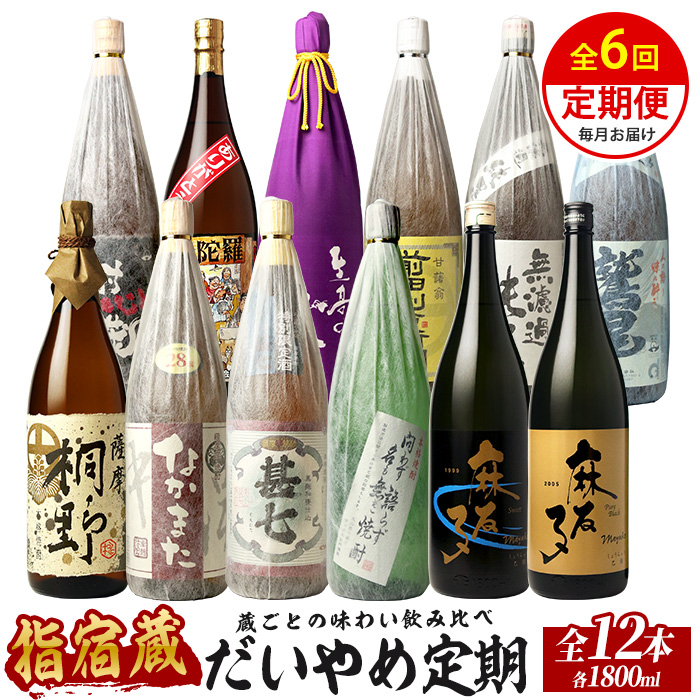 【全6回定期便】指宿の焼酎蔵六蔵めぐり だいやめ定期便(ひご屋/Z150-2038) 焼酎 本格焼酎 本格芋焼酎 芋焼酎 いも 焼酎 芋 さつまいも 焼酎 鹿児島 焼酎 芋 さつまいも 酒 アルコール 焼酎 一升瓶 一升びん 蔵元 特選 焼酎 鹿児島 焼酎 飲み比べ お試し 焼酎 芋焼酎 本格芋焼酎 本格焼酎