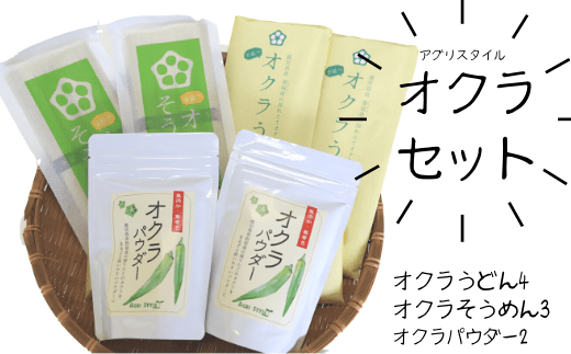 オクラそうめんとオクラうどんとオクラパウダーのセット(アグリスタイル/022-1201) 鹿児島県 指宿市 特産品 オクラパウダー パウダー 粉末 野菜パウダー うどん そうめん おくら オクラ 野菜 夏野菜 セット