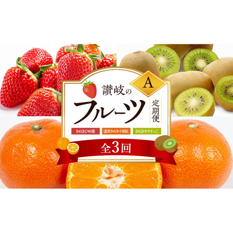 【2月、7月、11月に発送】讃岐のフルーツ定期便  A(全3回)【さぬきひめ苺】【温室さぬき小原紅(紅みかん) 】【さぬきキウイっこ】
