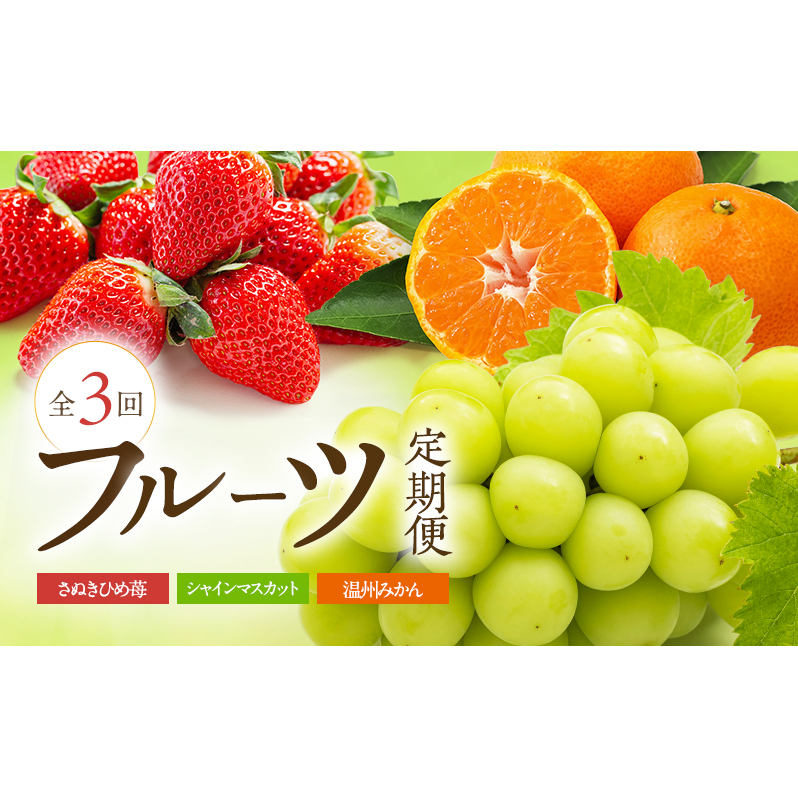 フルーツ定期便（3回）【さぬきひめ苺】【温室シャインマスカット 】【温州みかん】