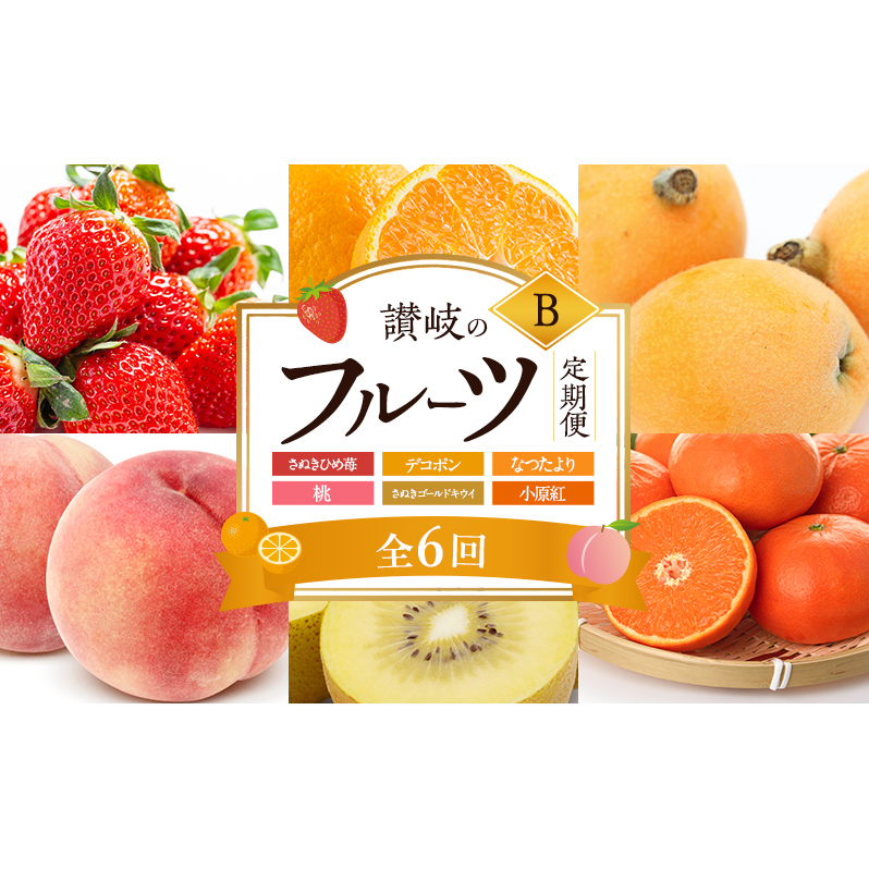 【1月、3月、6月、7月、10月、11月 発送】讃岐のフルーツ定期便 B (6回)【さぬきひめ苺】【デコポン】【なつたより(びわ)】【桃】【さぬきゴールドキウイ】【小原紅(さぬき紅みかん)】