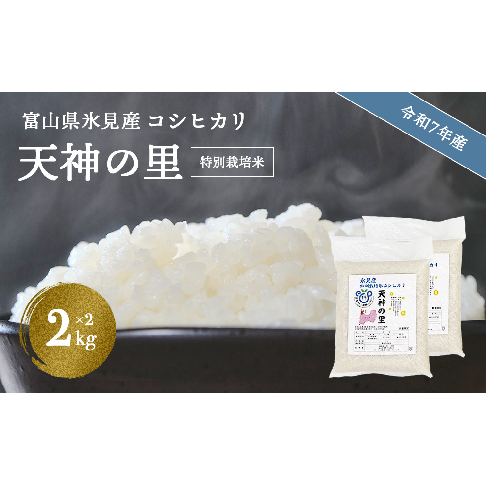 令和7年産 富山県産特別栽培米 コシヒカリ 天神の里2kg×2