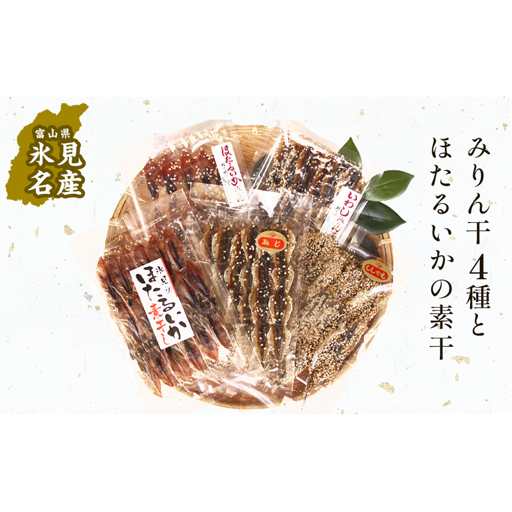 氷見 堀与氷見名産 みりん干4種とほたるいかの素干 富山県 氷見市 味醂干 干物 ホタルイカ 詰め合わせ 食べ比べ セット ギフト