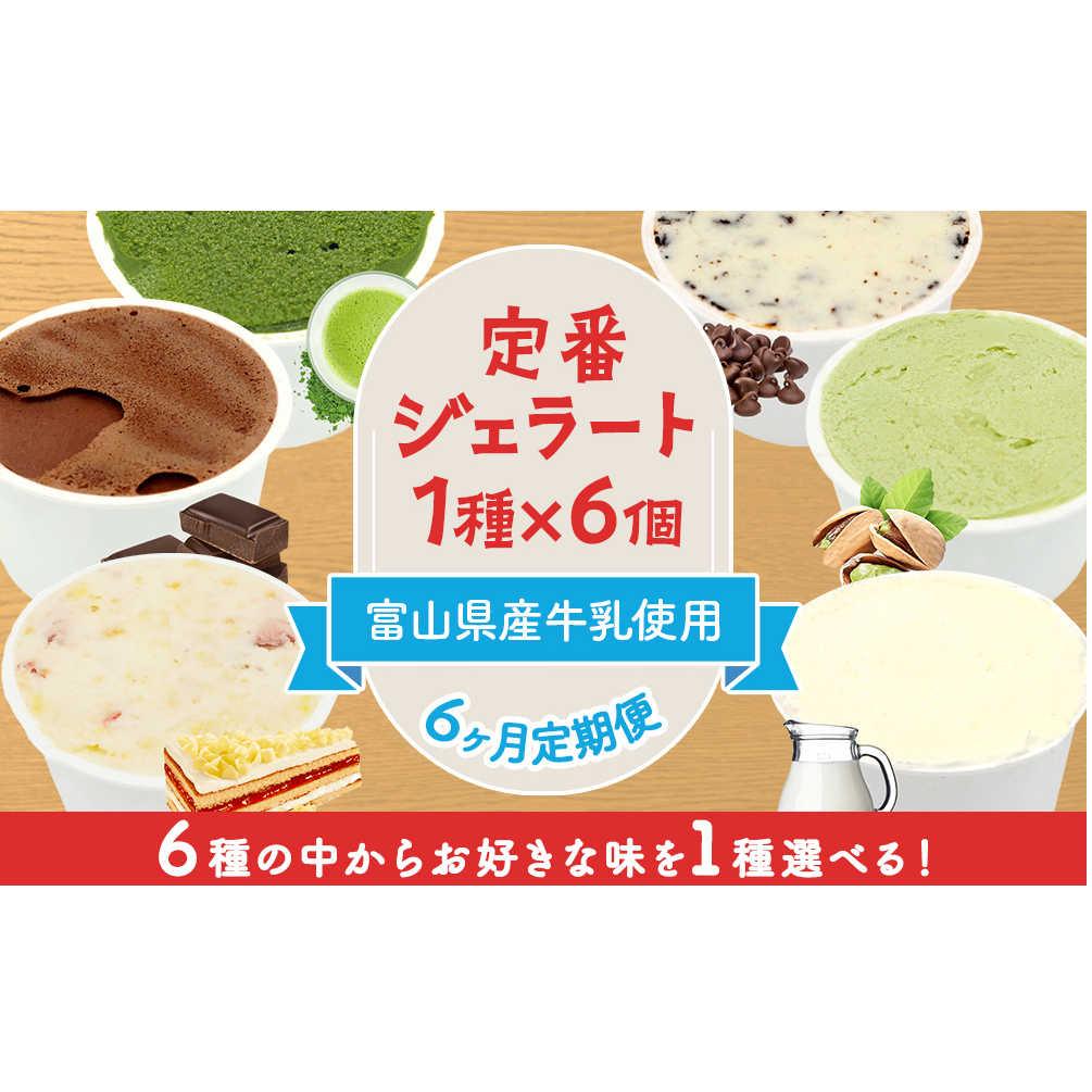 【6ヶ月定期便】【Himi Gelato】定番ジェラート6個(お好きな味1種類)