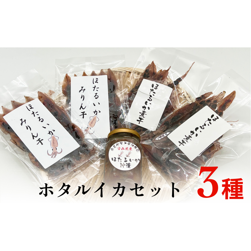 ホタルイカセット（素干し、沖漬け、味醂干し 富山県 氷見市 ほたるいか 詰め合わせ 冷凍