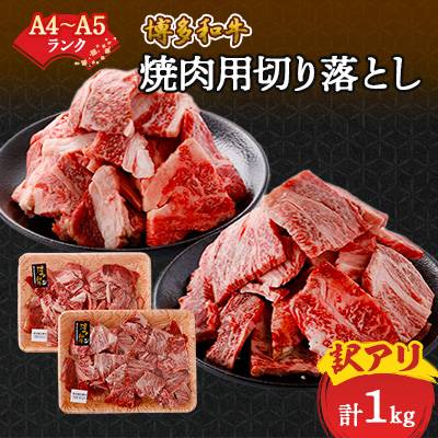 訳あり!【A4～A5】博多和牛焼肉切り落とし(肩ロース・バラ) 1kg(500g×2p)【配送不可地域：離島】【1417837】 福岡県大野城市  JRE MALLふるさと納税