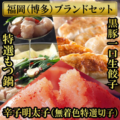 福岡ブランド堪能セット もつ鍋2.5人前・辛子明太子3パック計450g・博多黒豚餃子3パック75個【配送不可地域:離島】【1439533】