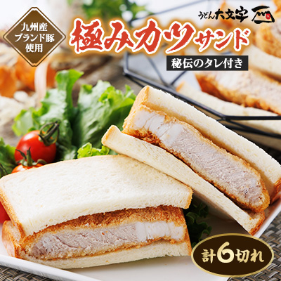 うどん大文字 極みかつサンド 6切れ(900g)【配送不可地域:離島】【1494135】