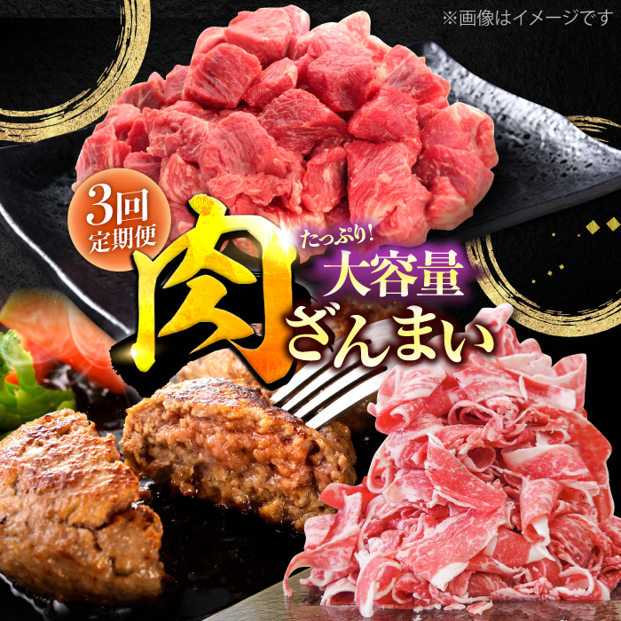 【3回定期便】肉ざんまい定期便 大家族 大容量 たっぷり/黒毛和牛 牛肉 バラエティー 定期【川崎畜産】 [IAX048]