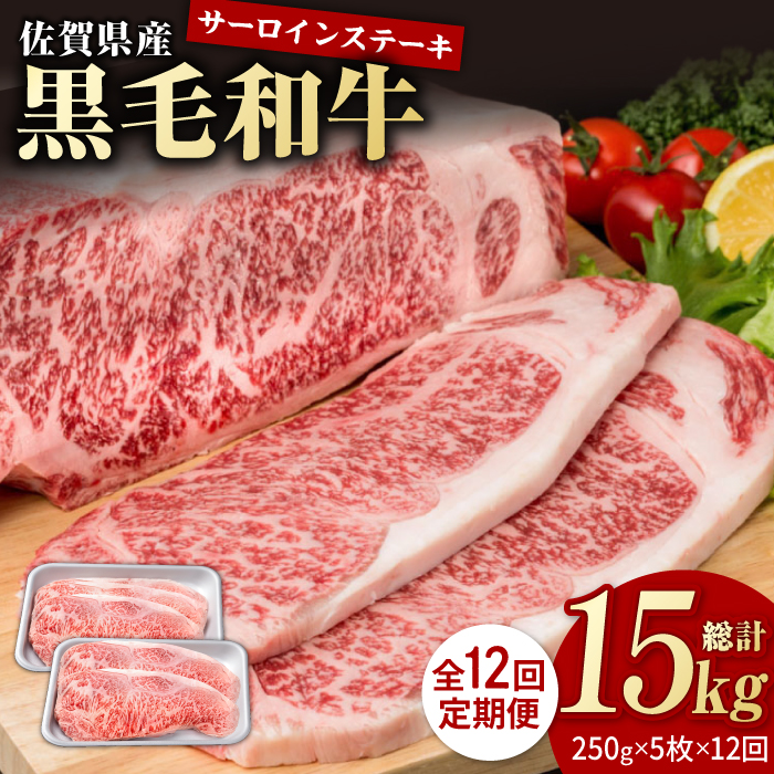 【12回定期便】佐賀県産 黒毛和牛 贅沢 サーロインステーキ 250g×5枚（計1250g）【株式会社いろは精肉店】/黒毛和牛 和牛 牛肉 肉 お肉 贅沢 高級 ステーキ サーロイン[IAG095]