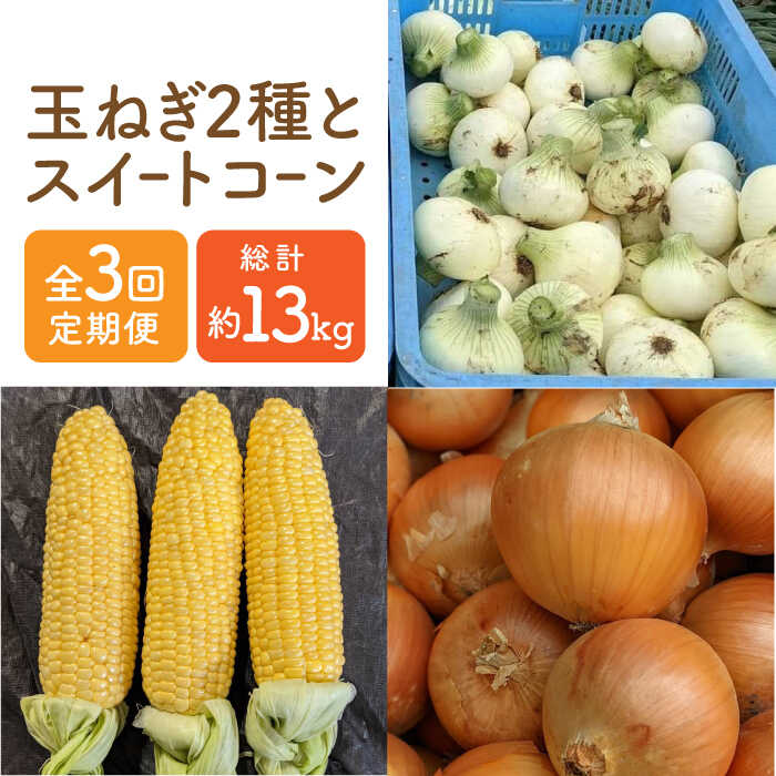 【先行予約】【全3回】農家直送！玉ねぎとスイートコーンの定期便【玉葱農家 陣内ちひろ】 [IAO015]
