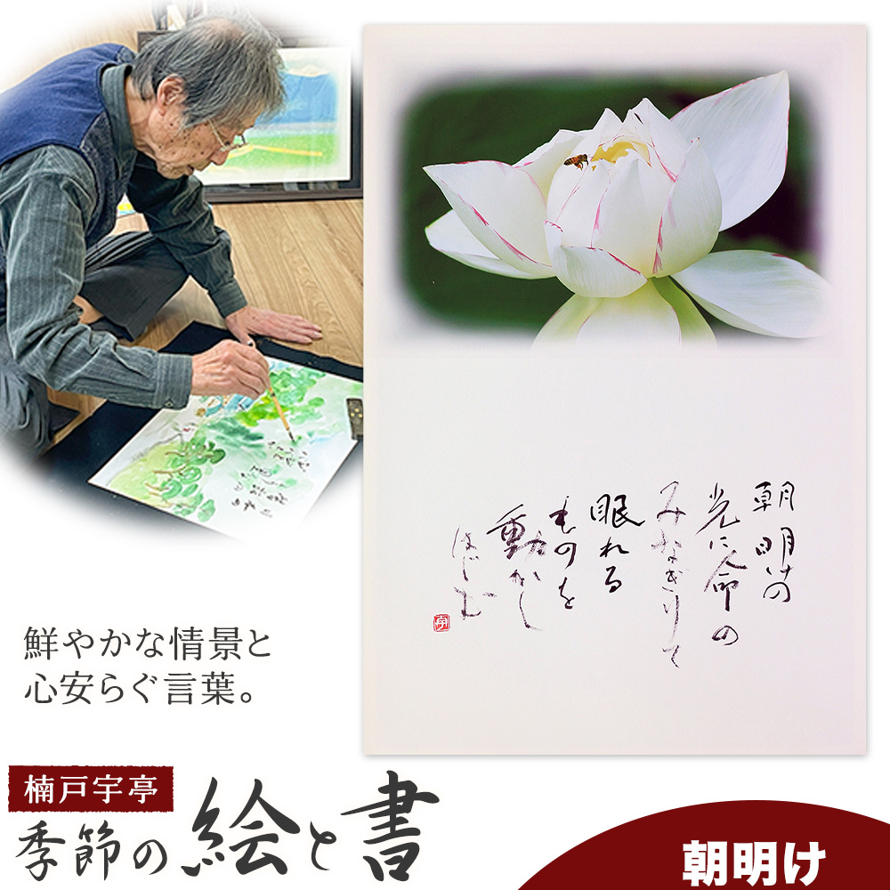 絵 書 書道 アート 季節の絵と書 朝明け 楠戸宇亭《90日以内に出荷予定(土日祝除く)》岡山県 笠岡市 送料無料 美術 作品 日本画 絵 インテリア---K-54-asaake---