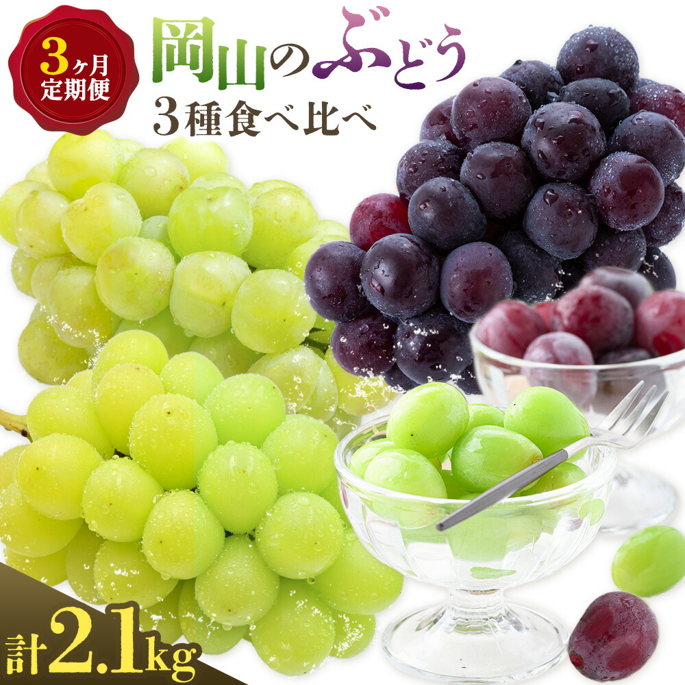 【2026年発送先行予約】ぶどう 3ヶ月 定期便 岡山 の ぶどう 3種 食べ比べ 各700g 計2.1kg 晴れの国おかやま館(漂流岡山)《2026年8月中旬-10月中旬頃出荷》岡山県 笠岡市 桃太郎ぶどう シャインマスカット ピオーネ 果物 フルーツ 送料無料【配送不可地域あり】(離島)---H-50---