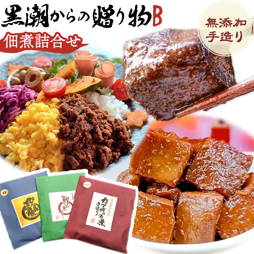 千葉県勝浦市 黒潮からの贈り物B(佃煮詰合せ) 有限会社 佃煮近江《90日以内に出荷予定(土日祝除く)》カツオの角煮 カツオのしぐれ煮 びん長まぐろの角煮【配送不可地域：離島】---kastuura_omi_3---