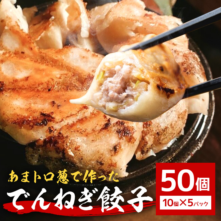 あまトロ葱使用 でんねぎ餃子 50個 (10個×5パック) 茨城県産 林SPF豚 鹿嶋ダコ オホーツク産ホタテ 銚子産キャベツ 厳選素材使用 冷凍餃子 旨味たっぷり 簡単調理 茨城県 潮来市 (A38-001)